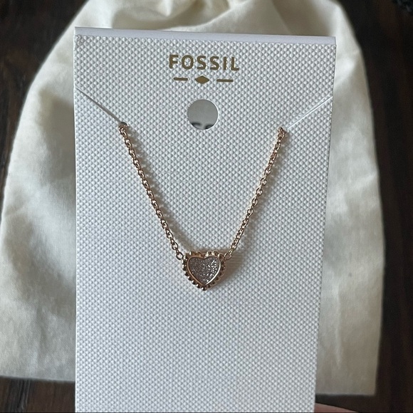 Fossil Rose Gold-Tone Stainless Steel Heart Pendant Necklace - Picture 3 of 4